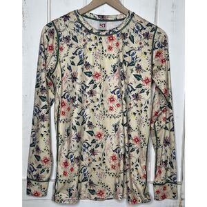 Kari Traa Fryd Baselayer Shirt Iris Floral Long Sleeve Performance Top Outdoor L